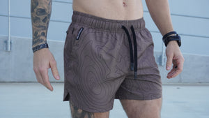 5" Recon Performance Shorts - Brown Topographic